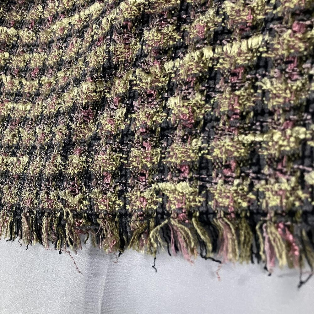 Bisou Bisou Skirt Womens 6 Black Pink Green Tweed Boucle Mini Fringe Lined‎ - Picture 3 of 10